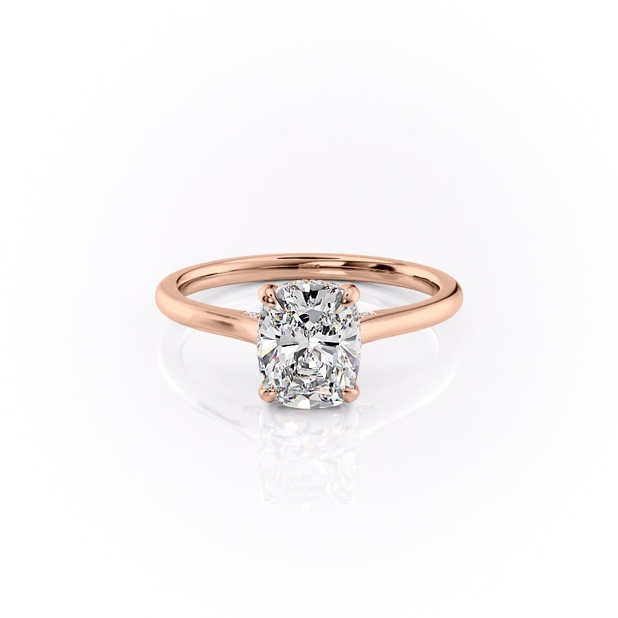 2.0 CT Elongated Cushion Cut Solitaire Hidden Halo Setting Moissanite Engagement Ring - crownmoissanite