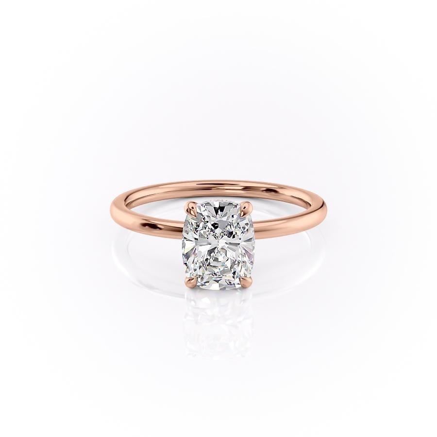 2.0 CT Elongated Cushion Cut Solitaire Hidden Halo Setting Moissanite Engagement Ring - crownmoissanite