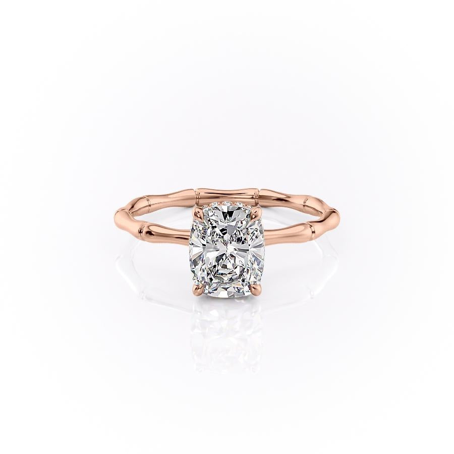2.0 CT Cushion Cut Solitaire Hidden Halo Setting Moissanite Engagement Ring - crownmoissanite