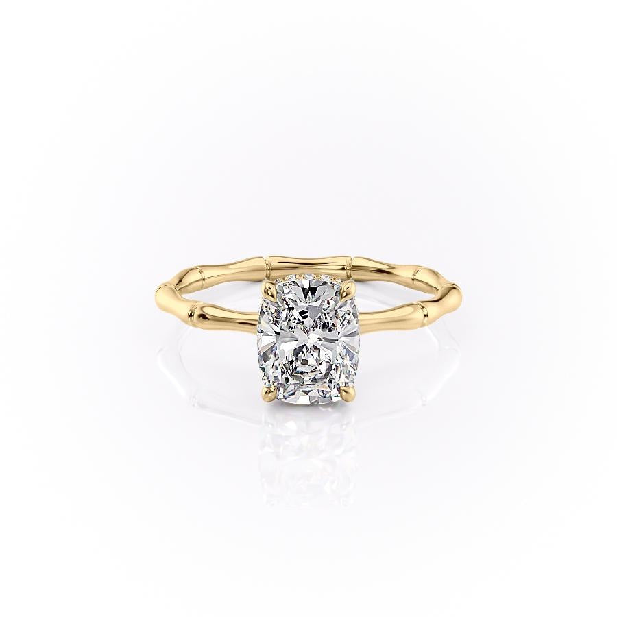 2.0 CT Cushion Cut Solitaire Hidden Halo Setting Moissanite Engagement Ring - crownmoissanite
