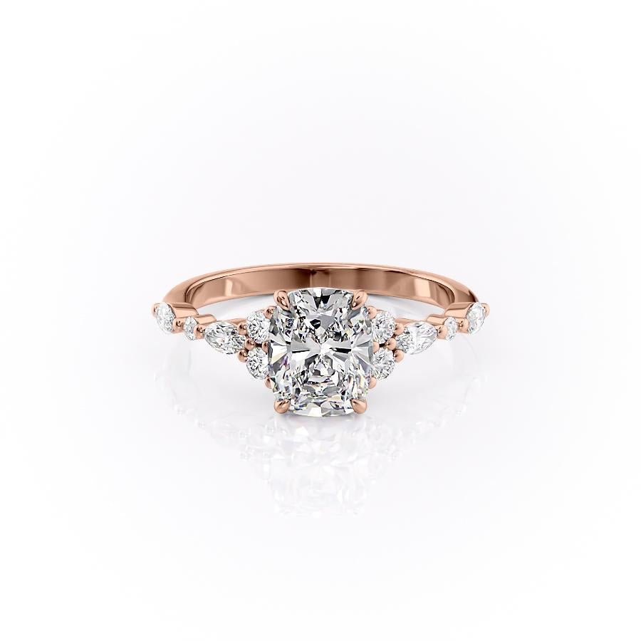2.0 CT Elongated Cushion Cut Cluster Moissanite Engagement Ring - crownmoissanite