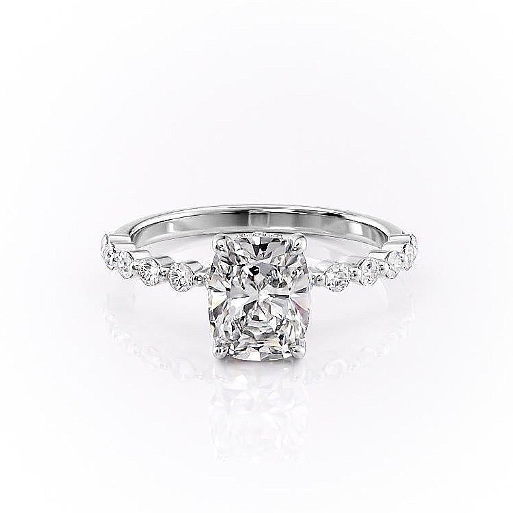 2.0 CT Elongated Cushion Shaped Moissanite Solitaire Engagement Ring - crownmoissanite