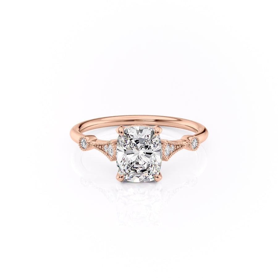 2.0 CT Elongated Cushion Cut Hidden Halo Moissanite Engagement Ring - crownmoissanite