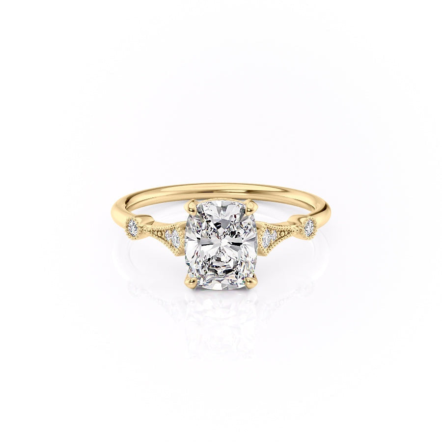 2.0 CT Elongated Cushion Cut Hidden Halo Moissanite Engagement Ring - crownmoissanite