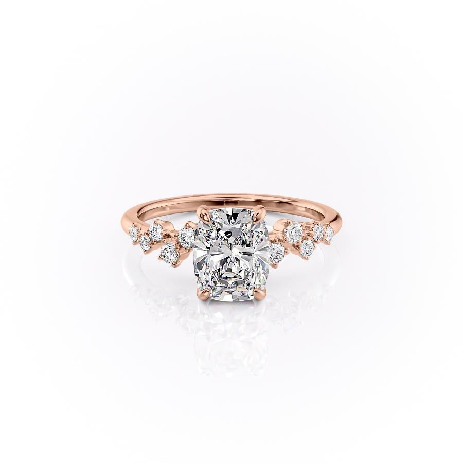 2.0 CT Cushion Cut Hidden Halo Unique Pave Setting Moissanite Engagement Ring - crownmoissanite