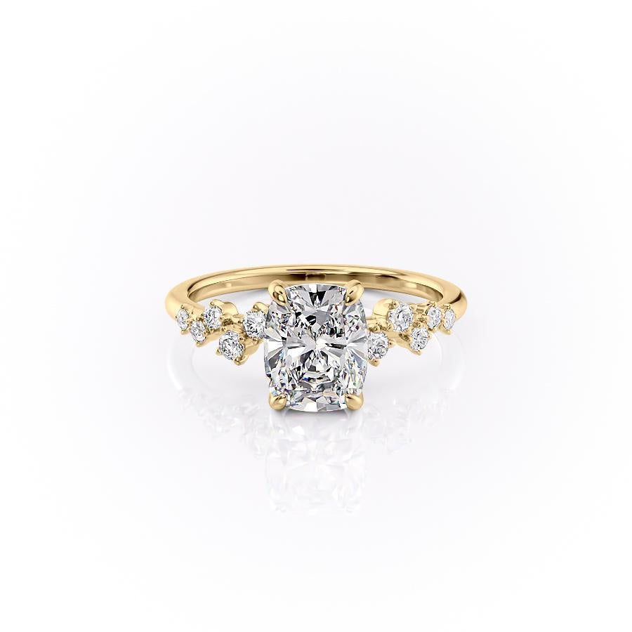 2.0 CT Cushion Cut Hidden Halo Unique Pave Setting Moissanite Engagement Ring - crownmoissanite