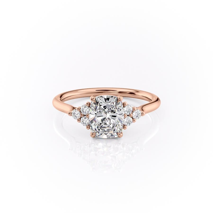 2.0 CT Cushion Cut Cluster Moissanite Engagement Ring - crownmoissanite