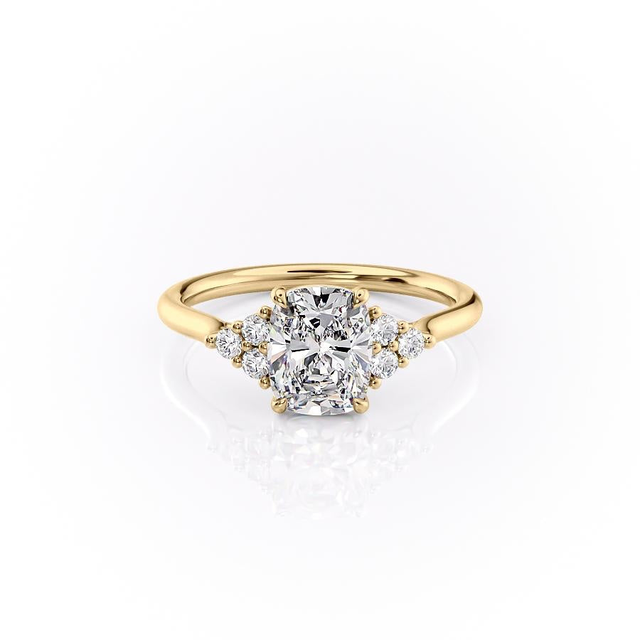 2.0 CT Cushion Cut Cluster Moissanite Engagement Ring - crownmoissanite