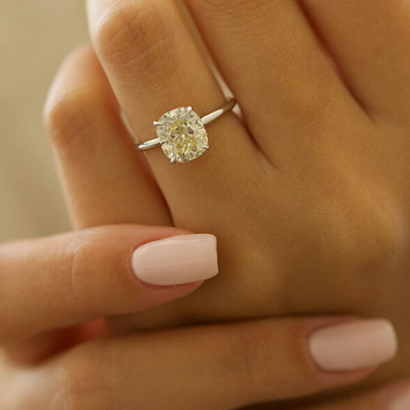 2.70 CT Elongated Cushion Cut Solitaire Moissanite Engagement Ring - crownmoissanite