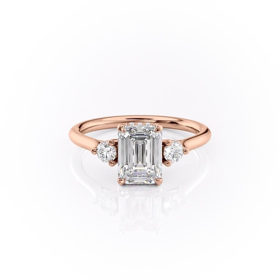 1.91 CT Emerald Cut Three Stone Moissanite Engagement Ring - crownmoissanite