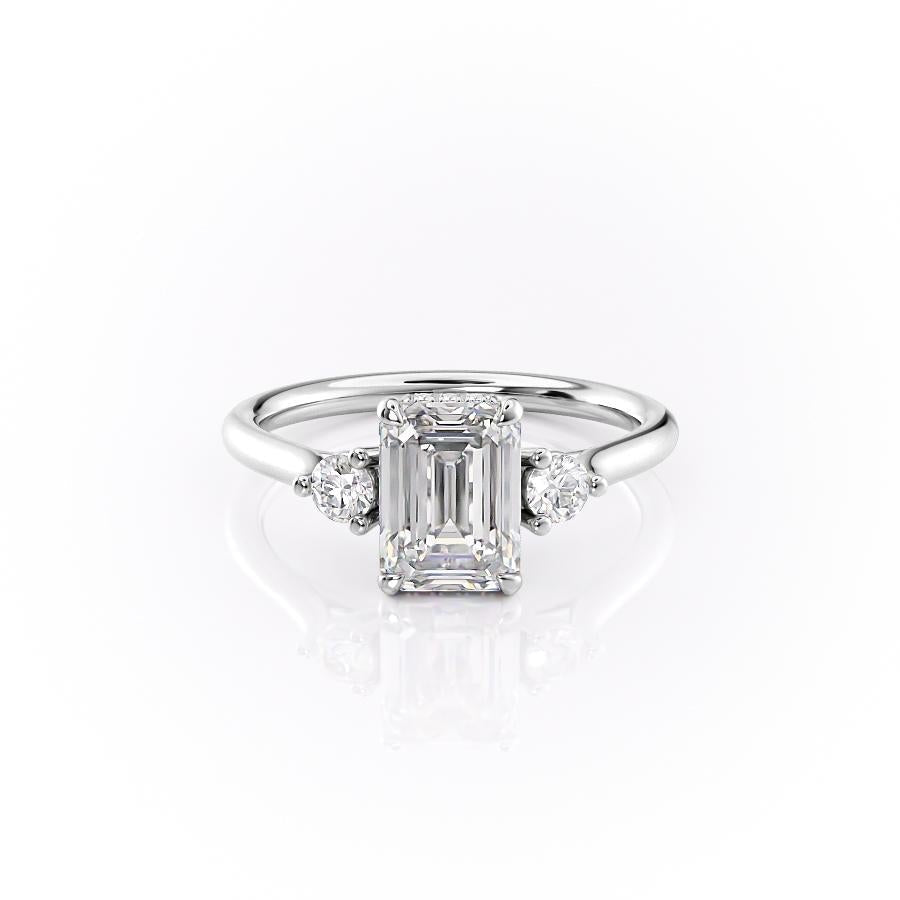 1.91 CT Emerald Cut Three Stone Moissanite Engagement Ring - crownmoissanite