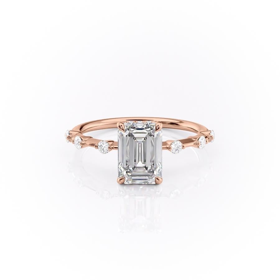 2.10 CT Emerald Cut Solitaire Dainty Style Moissanite Engagement Ring - crownmoissanite