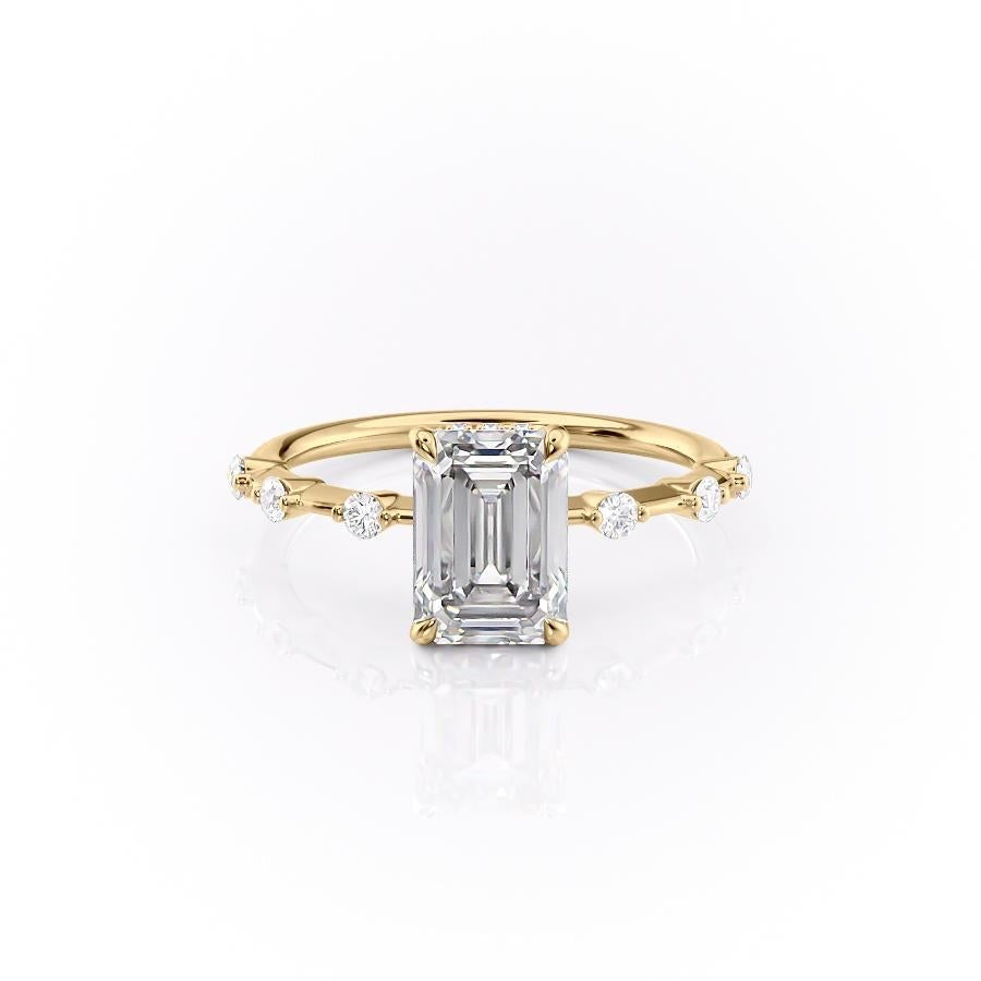 2.10 CT Emerald Cut Solitaire Dainty Style Moissanite Engagement Ring - crownmoissanite