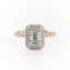 2.10 CT Emerald Cut Halo Pave Setting Moissanite Engagement Ring - crownmoissanite