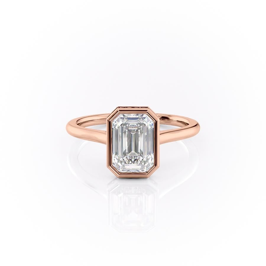 2.10 CT Emerald Cut Bezel Solitaire Moissanite Engagement Ring - crownmoissanite
