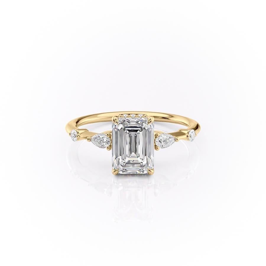 1.91 CT Emerald Cut Solitaire Hidden Halo Setting Moissanite Engagement Ring - crownmoissanite