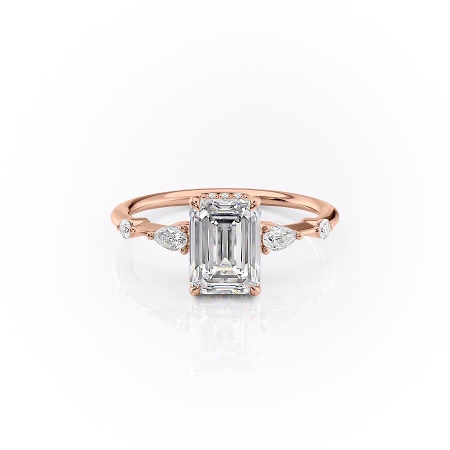 1.91 CT Emerald Cut Solitaire Hidden Halo Setting Moissanite Engagement Ring - crownmoissanite