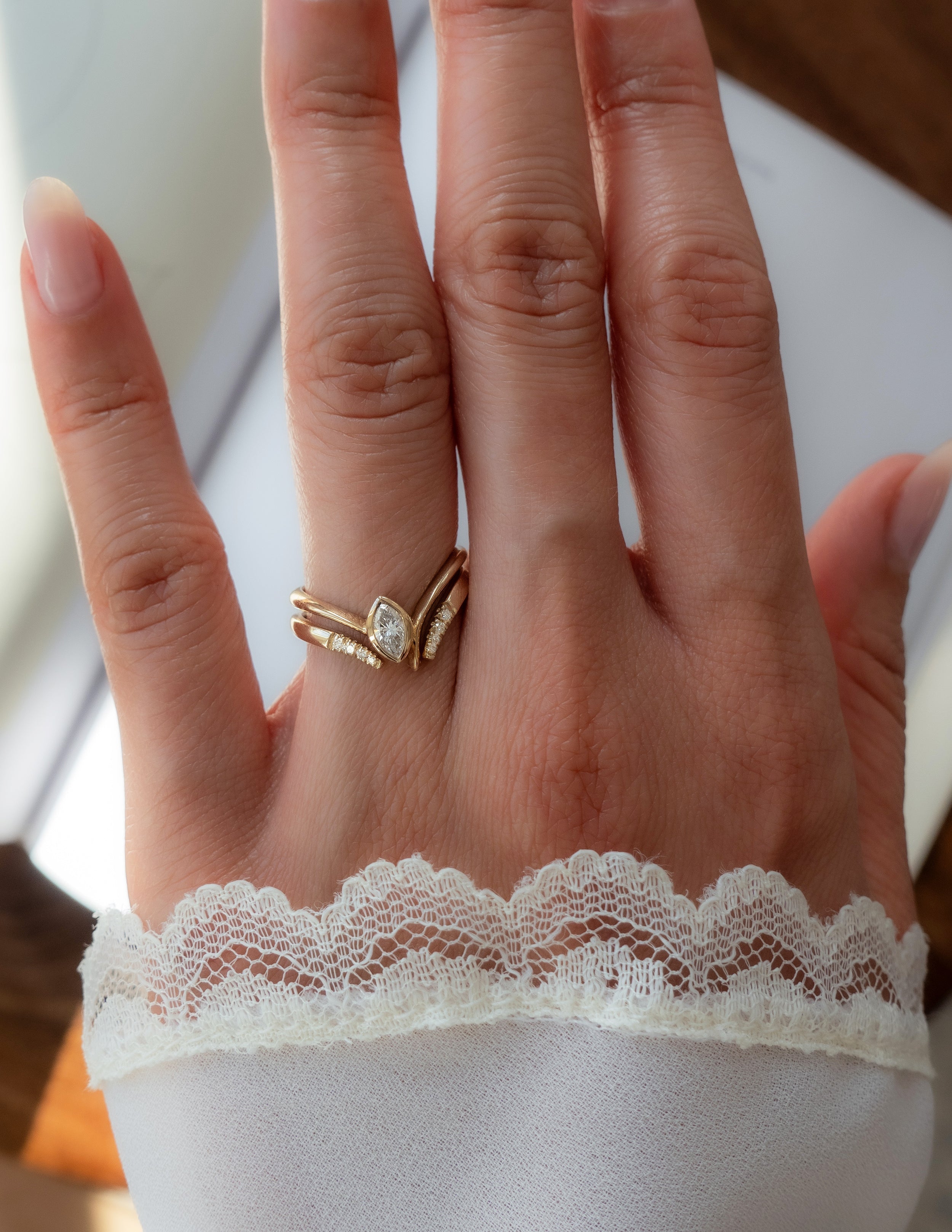 0.20 TCW Round Moissanite Open Pave Wedding Band