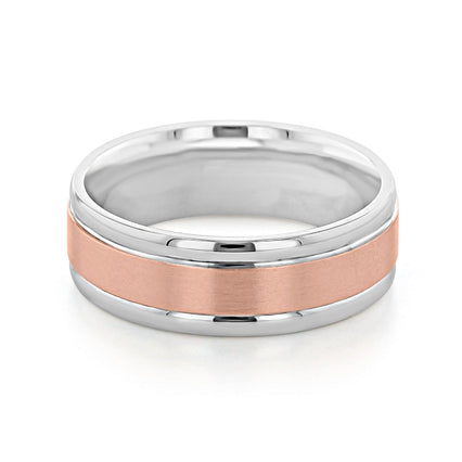 Two Tone Brushed Finish Men's Wedding band - crownmoissanite