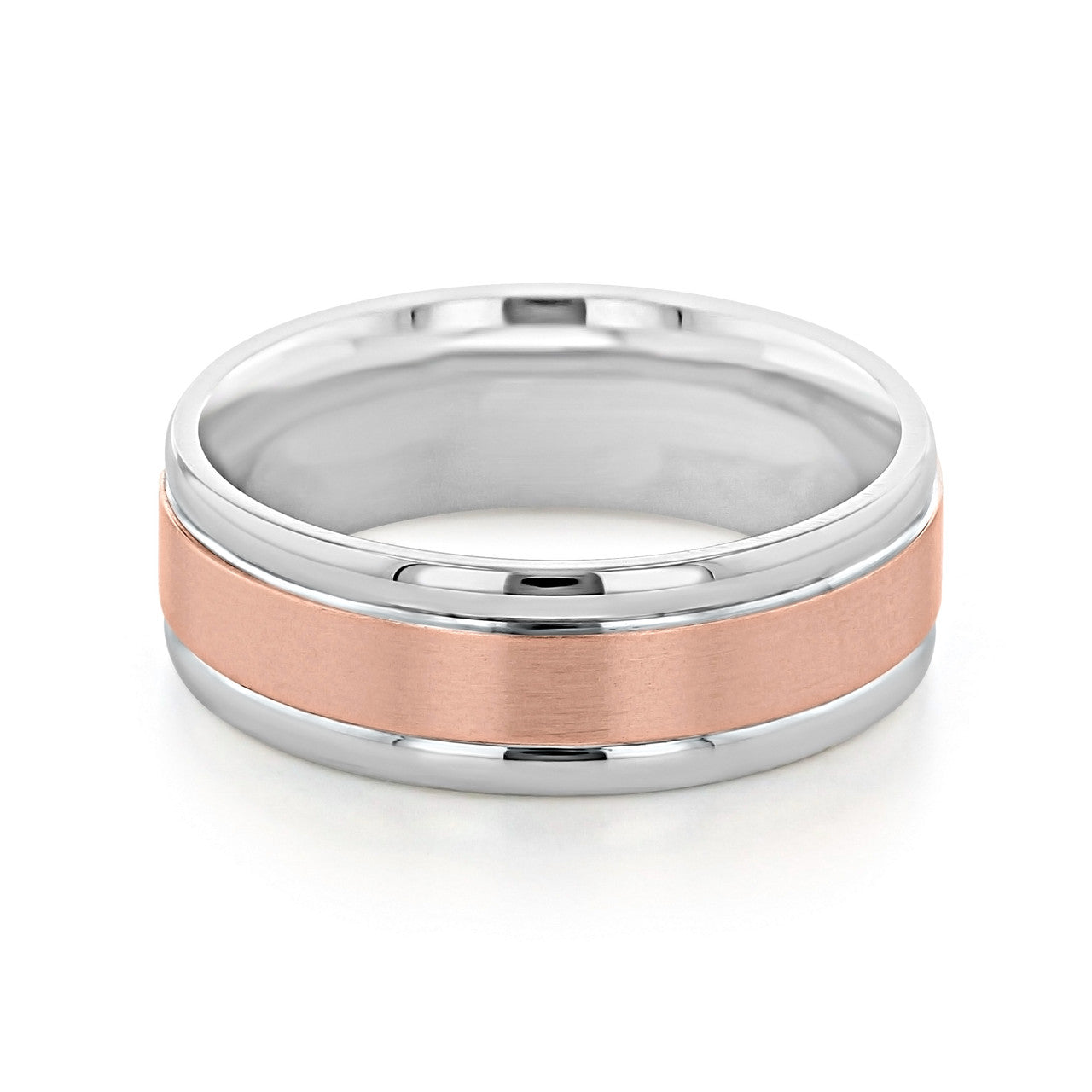 Two Tone Brushed Finish Men's Wedding band - crownmoissanite