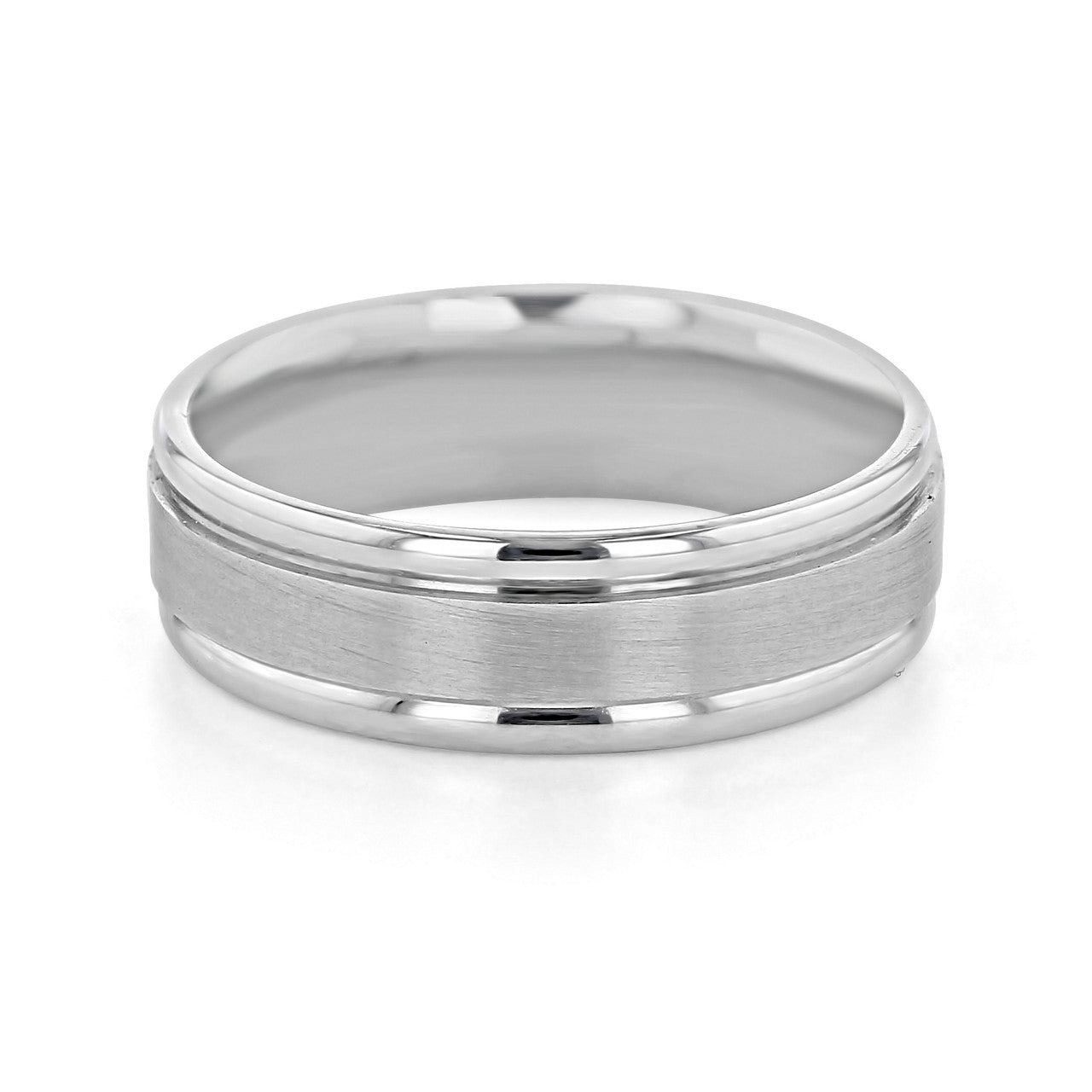 Satin-Finish White Gold Classic Men's Band - crownmoissanite