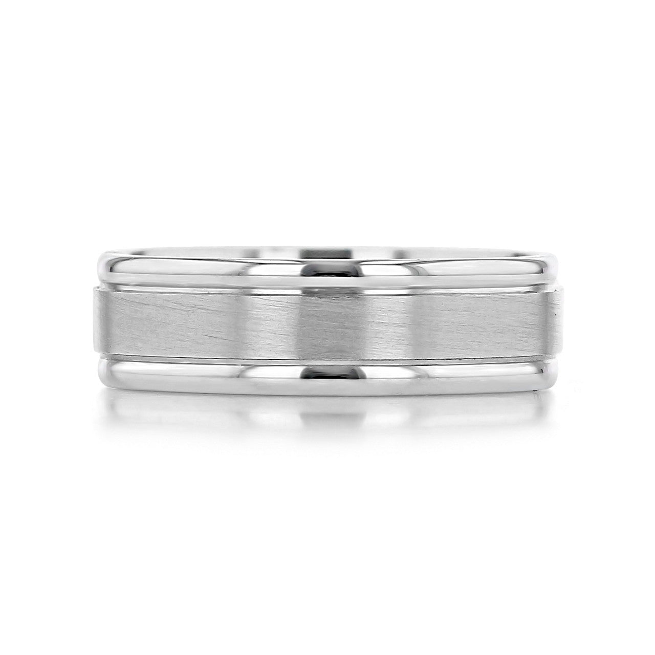 Satin-Finish White Gold Classic Men's Band - crownmoissanite