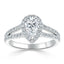 0.75 CT Pear Cut Halo Split Shank Setting Moissanite Engagement Ring - crownmoissanite