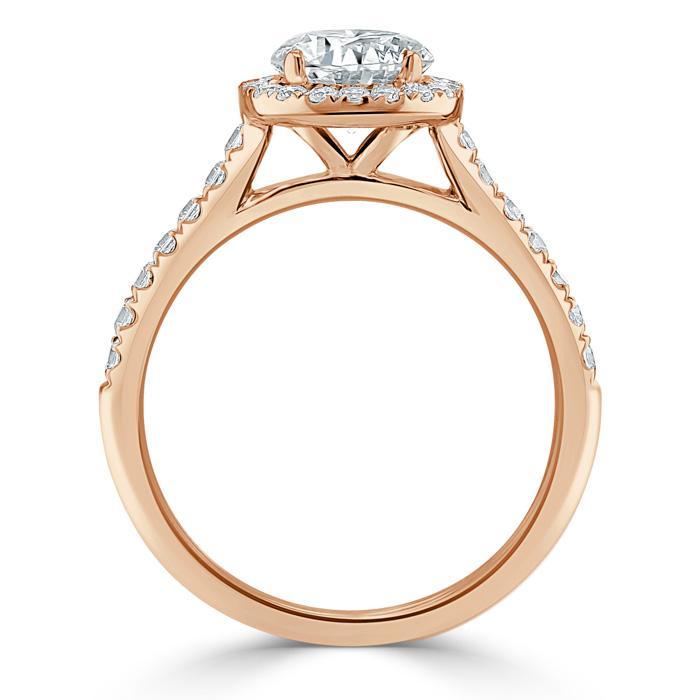 1.0 CT Pear Cut Halo Moissanite Engagement Ring With Pave Setting - crownmoissanite
