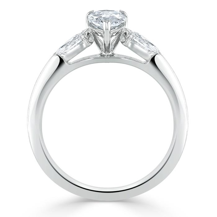 1.0 CT Pear Cut Moissanite Three Stone Engagement Ring - crownmoissanite