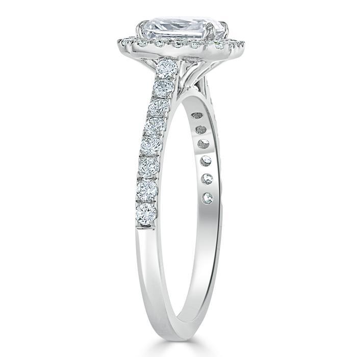 1.0 CT Radiant Cut Halo Pave Setting Moissanite Engagement Ring - crownmoissanite