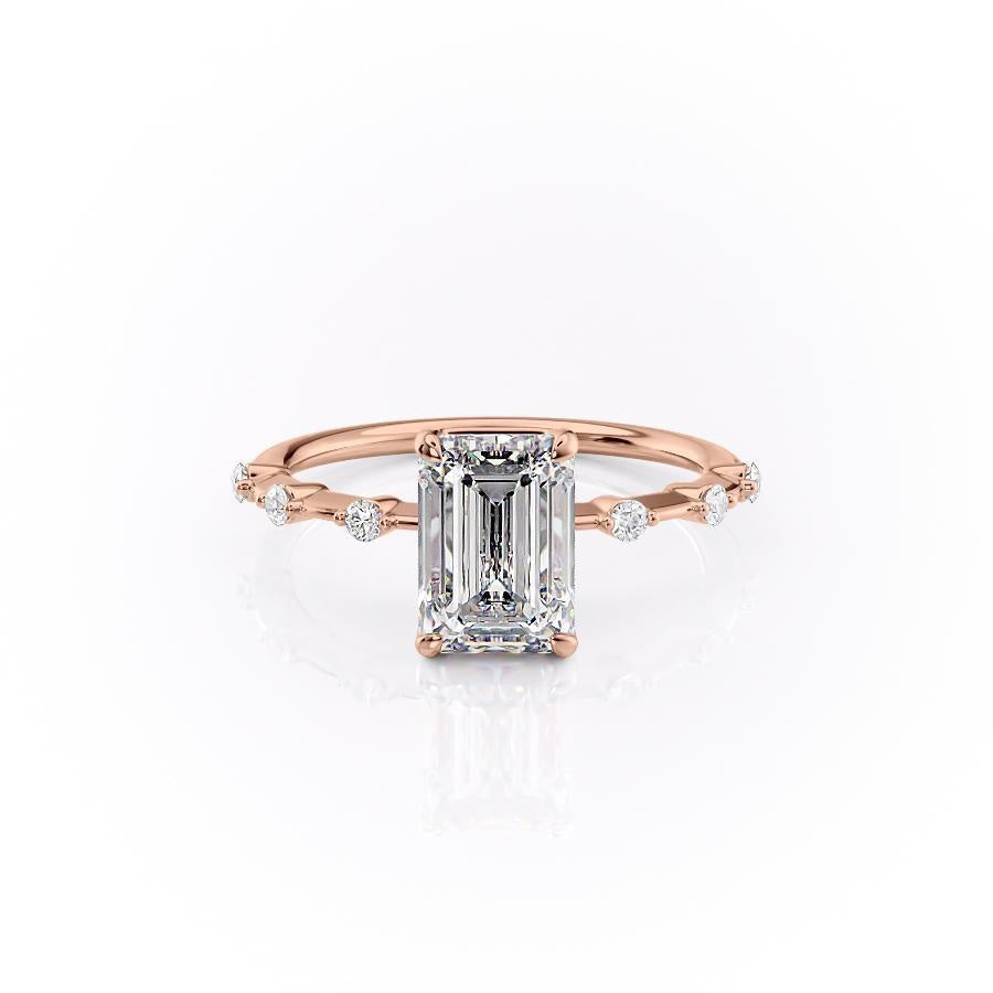 2.10 CT Emerald Cut Solitaire Dainty Style Moissanite Engagement Ring - crownmoissanite