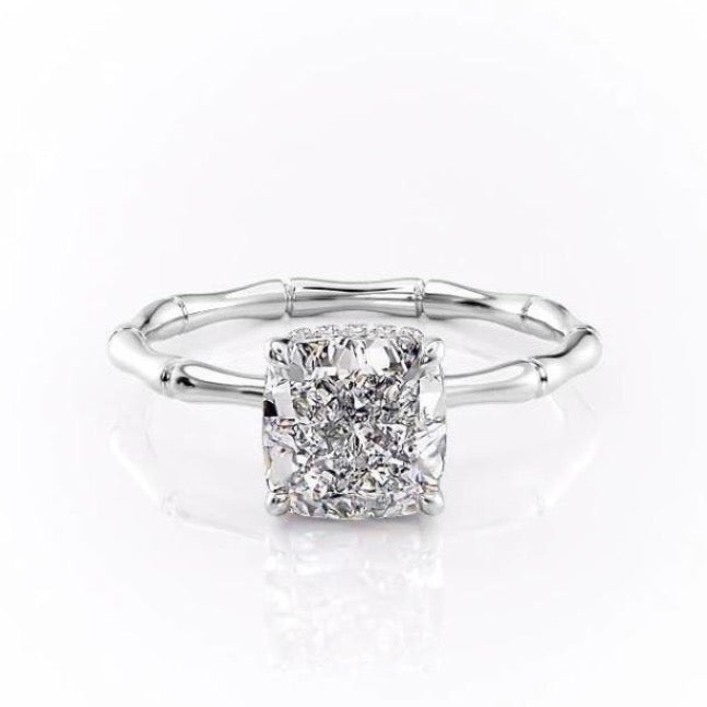 2.15 CT Cushion Cut Solitaire Style Moissanite Engagement Ring - crownmoissanite