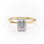 2.10 CT Emerald Shaped Moissanite Hidden Halo Engagement Ring - crownmoissanite
