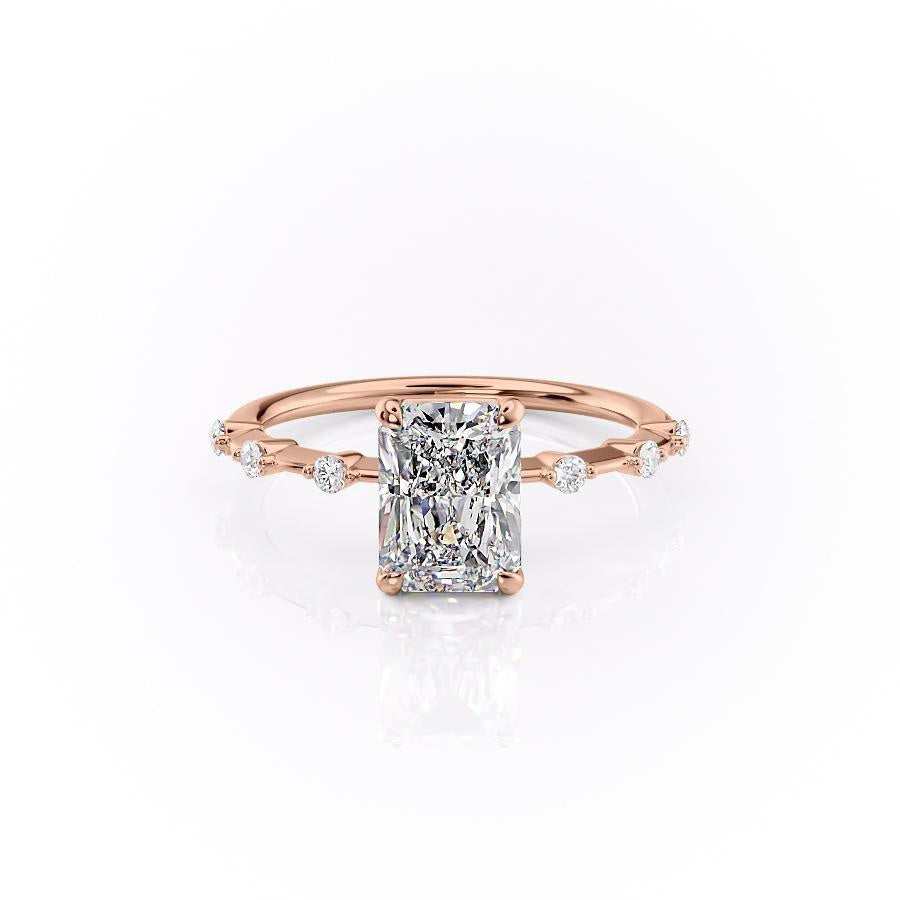 2.10 CT Radiant Solitaire Dainty Pave Set Moissanite Engagement Ring - crownmoissanite