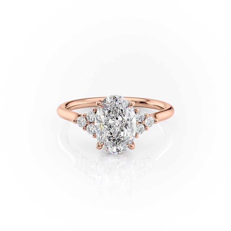 2.10 CT Oval Cut Cluster Moissanite Engagement Ring - crownmoissanite