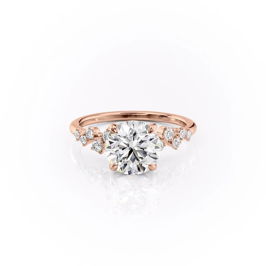 1.60 CT Round Cut Cluster Style Moissanite Engagement Ring - crownmoissanite
