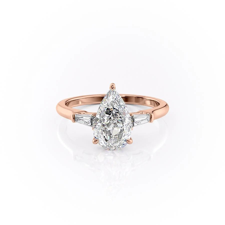 2.0 CT Pear Cut Three Stone Moissanite Engagement Ring - crownmoissanite