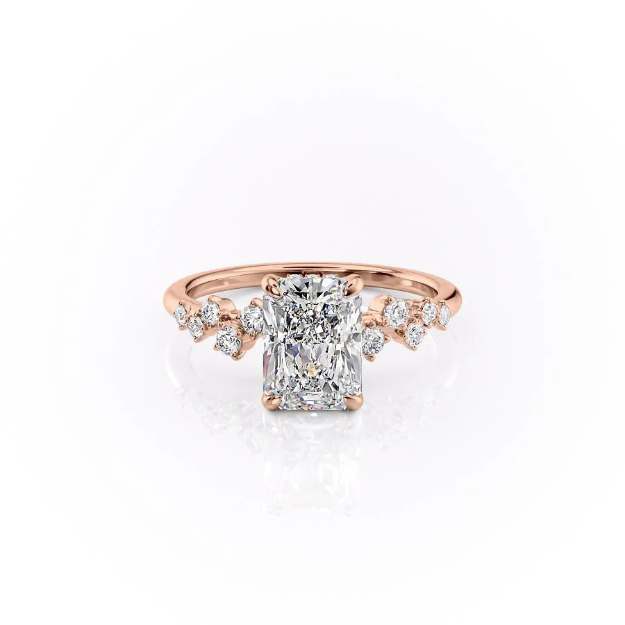 2.0 CT Radiant Cut Cluster Moissanite Engagement Ring - crownmoissanite