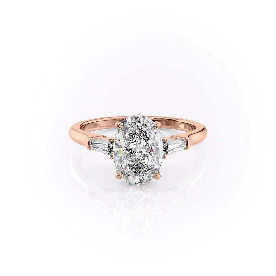 2.72 CT Oval Cut Three Stone Moissanite Engagement Ring - crownmoissanite