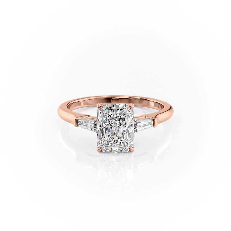 2.0 CT Radiant Cut Three Stone Moissanite Engagement Ring - crownmoissanite
