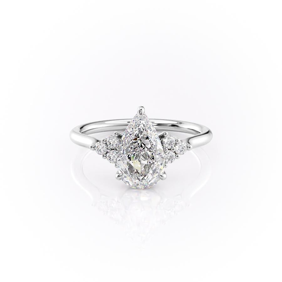 2.0 CT Pear Cut Cluster Moissanite Engagement Ring - crownmoissanite