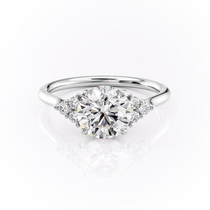 1.90 CT Round Cut Cluster Moissanite Engagement Ring - crownmoissanite
