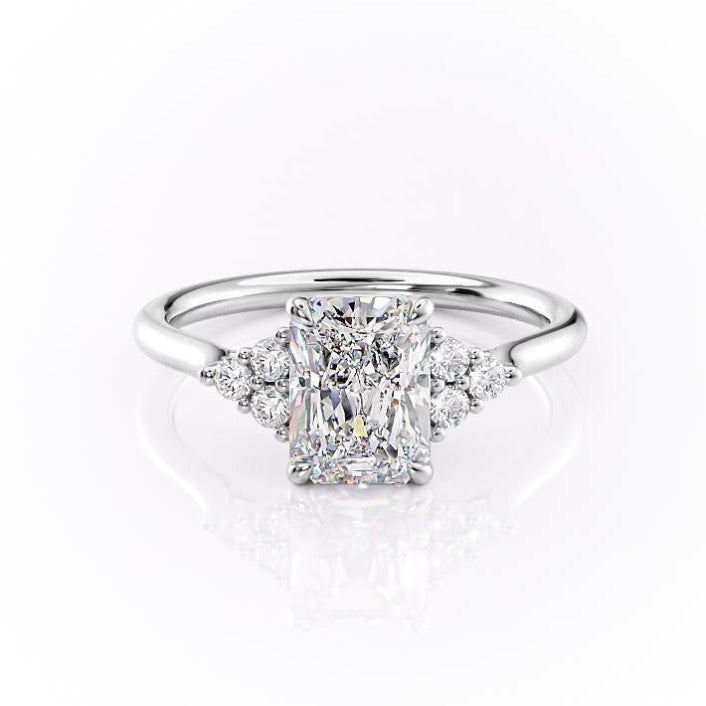 2.0 CT Radiant Shaped Moissanite Cluster Engagement Ring - crownmoissanite