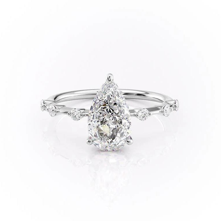 2.0 CT Pear Shaped Moissanite Solitaire Engagement Ring - crownmoissanite