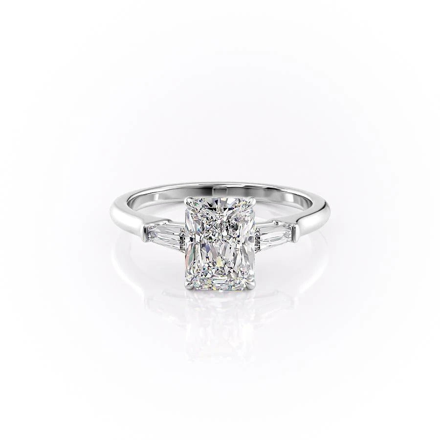2.0 CT Radiant Cut Three Stone Moissanite Engagement Ring - crownmoissanite