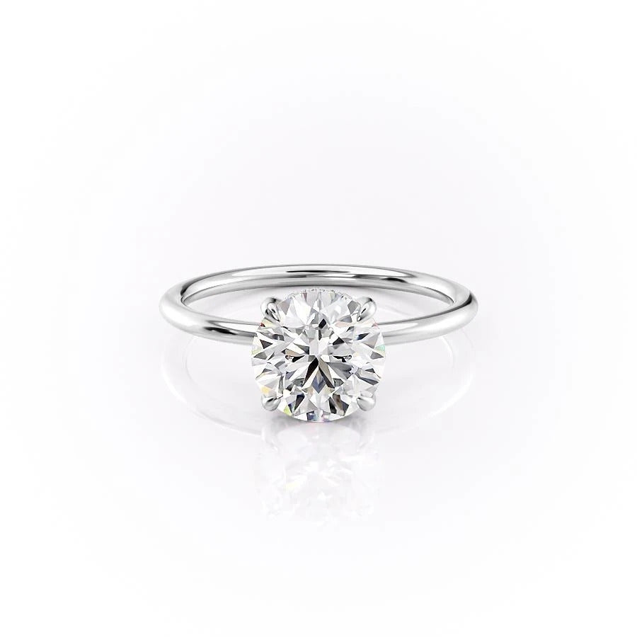 1.60 CT Round Cut Solitaire Hidden Halo Moissanite Engagement Ring - crownmoissanite