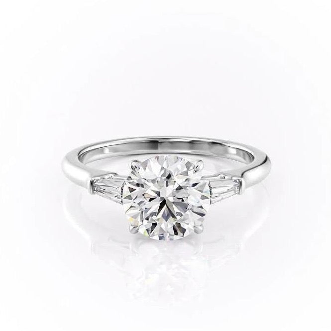 1.60 CT Round Cut Three Stone Moissanite Engagement Ring - crownmoissanite