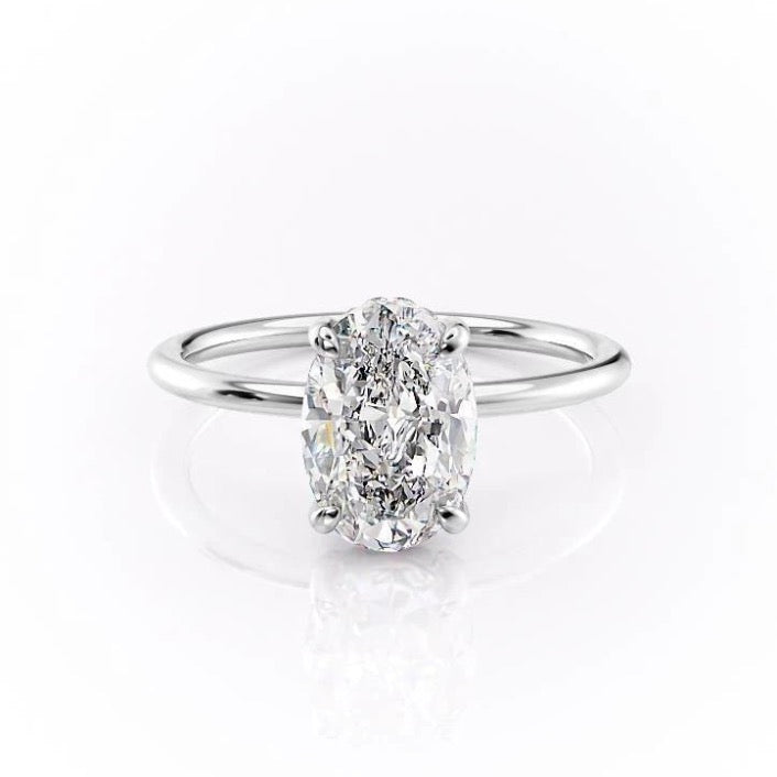 2.10 CT Oval Shaped Moissanite Hidden Halo Engagement Ring - crownmoissanite