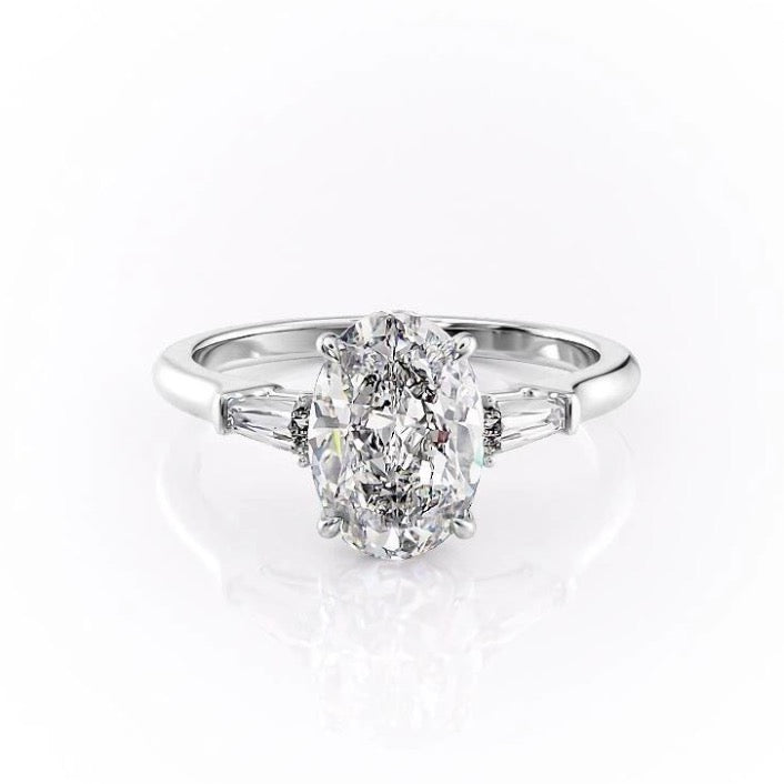 2.72 CT Oval Cut Three Stone Moissanite Engagement Ring - crownmoissanite
