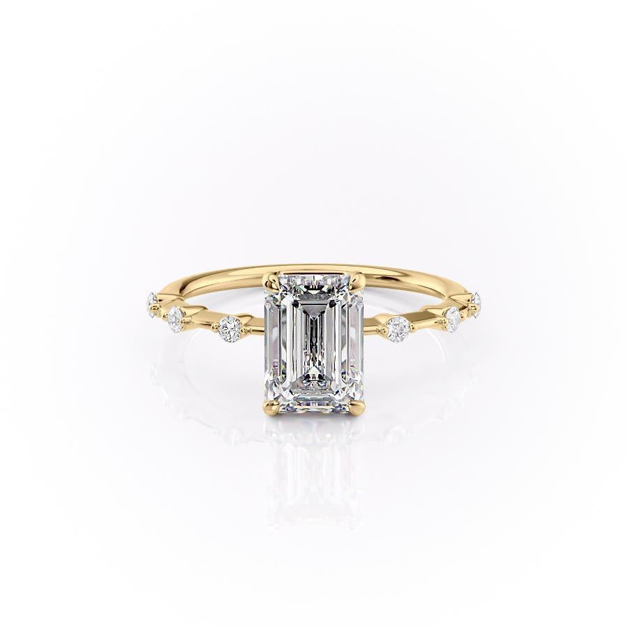 2.10 CT Emerald Cut Solitaire Dainty Style Moissanite Engagement Ring - crownmoissanite